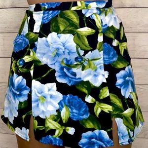 Blue Flower Black Skirt